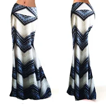 

2021 Summer High Waist Slimming A-line Elasticity Asymmetrical Skirts Women Print Stripe Patchwork Long Skirt Casual Female Boho