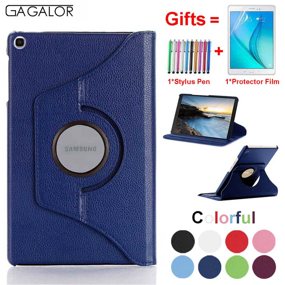 

For Samsung Galaxy Tab A 8.0 2019 Case Tablet SM-T290 SM-T295 SM-T297,Slim PU 360 Rotating Folio Stand Cover With Pen+Film