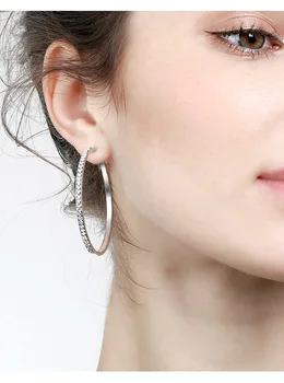 

JUJIE Fashion Crystal Hoop Earrings For Women 2020 Big Circle Korean Earrings Gold Clip Jewelry Wholesale/Dropshipping