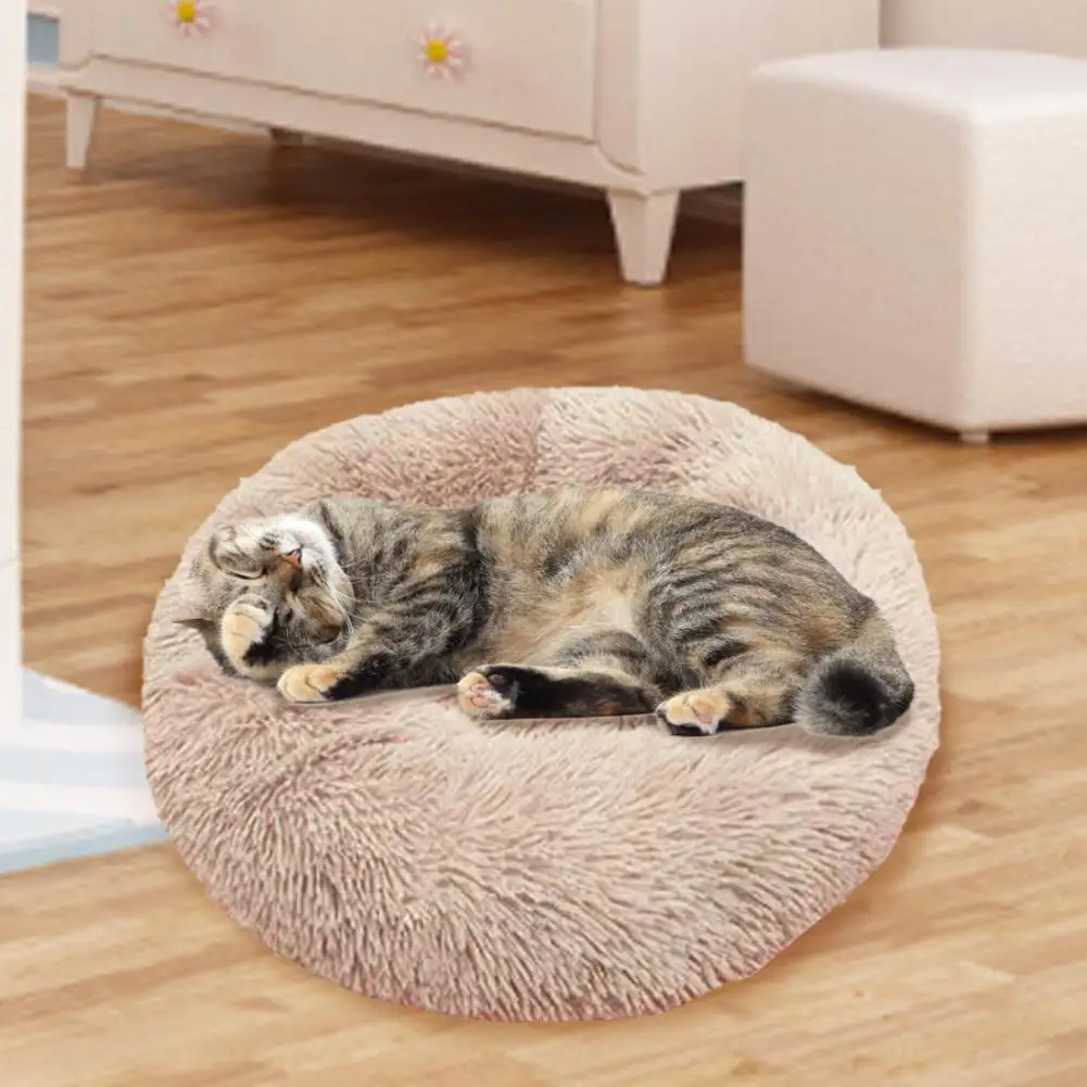 Круглый плюшевый домик для кошек мягкий длинный плюшевый коврик для кошки питомник зимнее теплое тканевое гнездо для собаки кошки щенка спальное одеяло