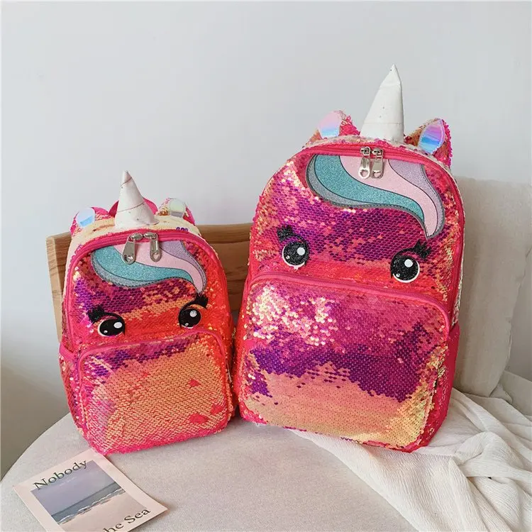 Милый мультяшный рюкзак для девочек, детские школьные сумки с блестками, рюкзак с единорогом, Большой Рюкзак Kawaii, школьные сумки для детей, рюкзак Mochila Mujer - Цвет: Small pink