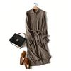 winter new women turn-down collar dress high quality 100% superior cashmere knit dress with belt ► Photo 2/5