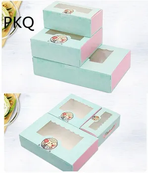 

5 colors Green Kraft Paper gift Packaging Boxes 10pcs DIY Muffin Cupcake Macaron Cookies Candy Box Wedding Party Favor supplies