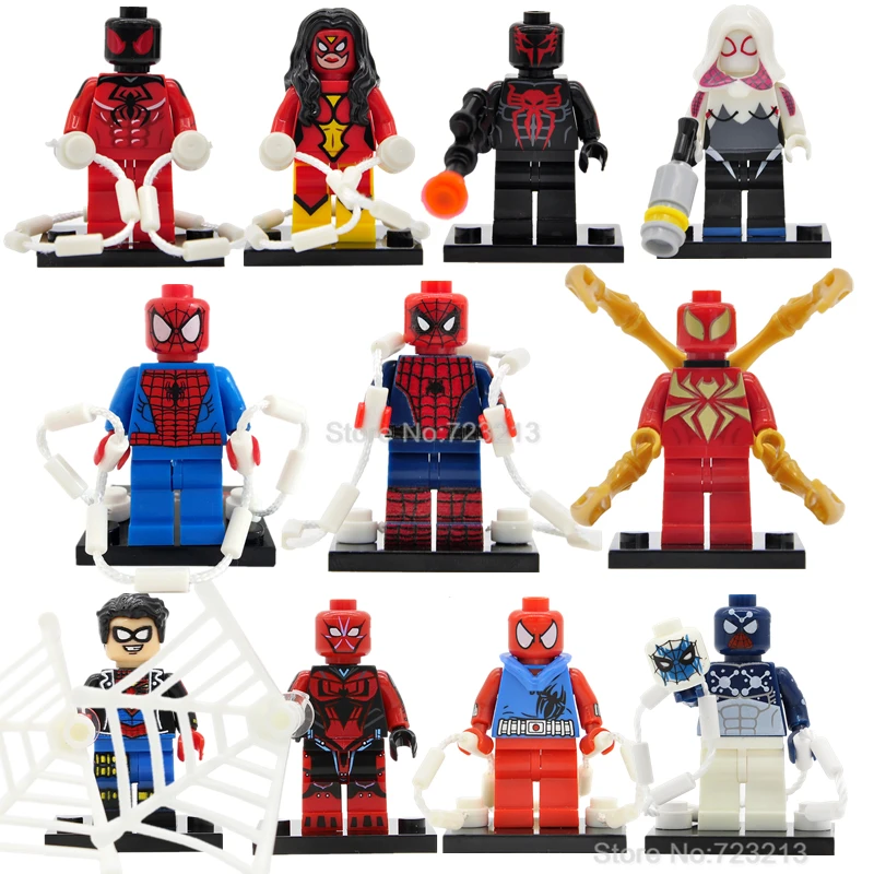 

Iron Superior The Amazing Spider-Man Gwen Single Figure Scarlet Spider Man 2099 Woman Building Blocks Super Hero Toys Legoing
