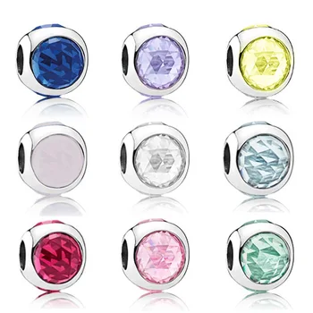 

NEW 100% 925 Sterling silver Three sides of crystal Charms Bead Fit Bracelets DIY bracelet The factory wholesale