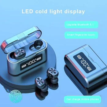 

Wireless Bluetooth 5.0 Headset Waterproof Sweat-proof Touch Power Display Sport Earphone Music Noise-canceling Headphones