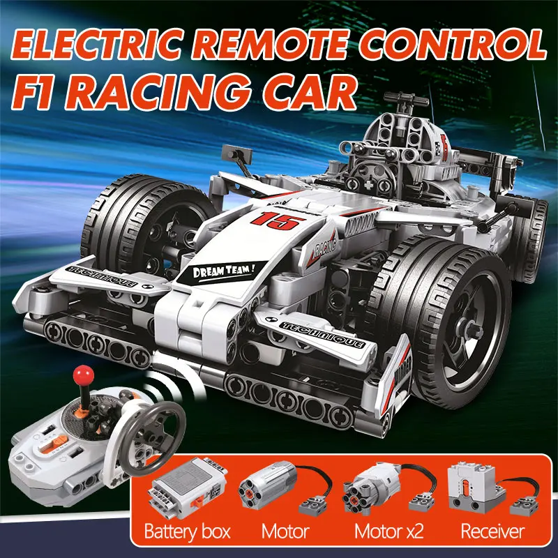 Najtaniej 729 sztuk miasto zdalnego sterowania samochodowe klocki budowlane Legoingly Technic RC F1 samochód wyścigowy elektryczne cegły oświecenie zabawki dla dzieci