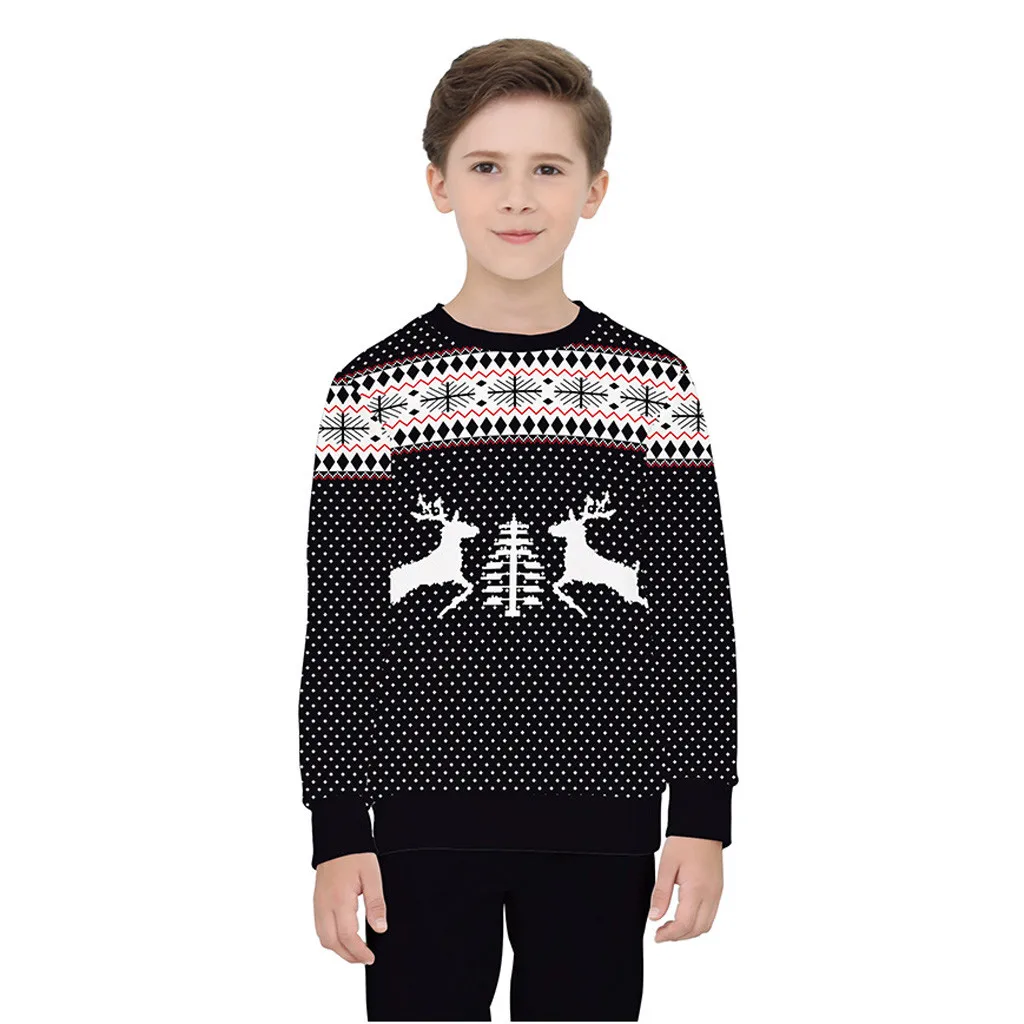 Новинка года; модная футболка с объемным принтом «Merry Christmas elk» для мальчиков и девочек-подростков; толстовки с капюшоном; Детский семейный костюм
