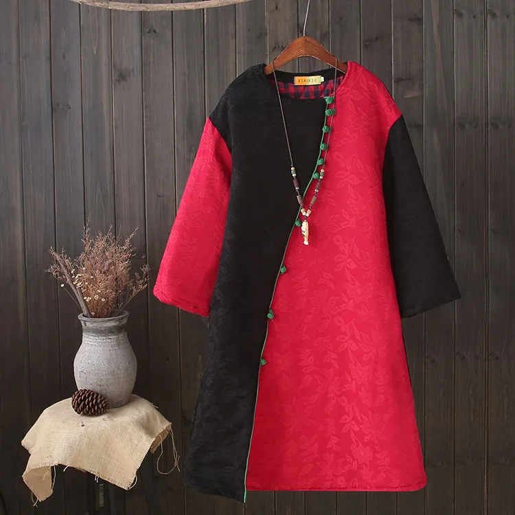 

[Cotton Linen Retro] 2017 Autumn New Arrival Versatile Thick Cotton Linen Jacquard Mixed Colors Cotton-padded Clothes