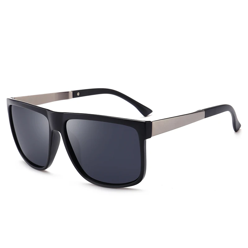 RBENN ретро поляризованные солнцезащитные очки для мужчин брендовый дизайн, квадратные Бизнес Вождения Солнцезащитные очки для мужчин UV400 Винтажные зеркальные тени - Цвет линз: Matte Black Grey