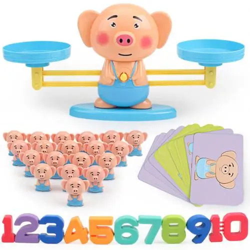Pig Милый мультфильм животных Баланс весы математическая игра обучения детей обучающая игрушка - Цвет: Pig