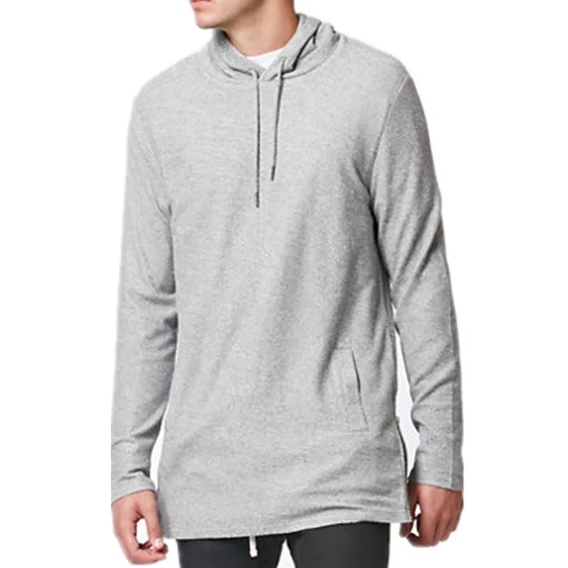 Мужская удлиненная толстовка большого размера|pullover hoodie|side ziphip hop |
