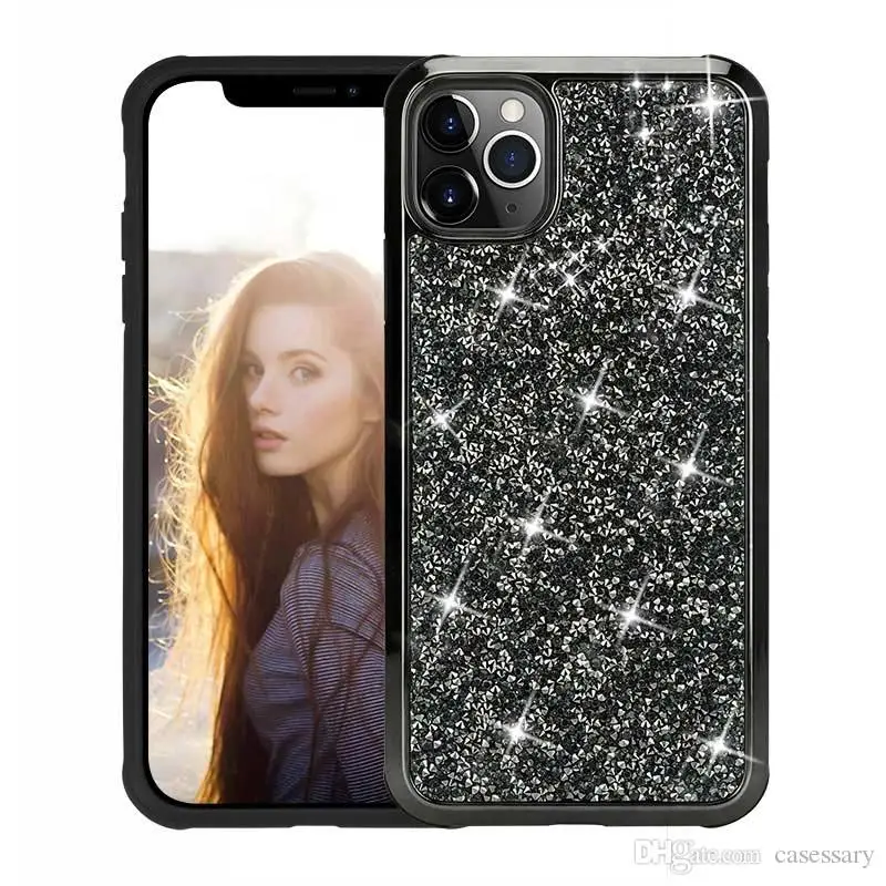 Luxury 2 in 1 Diamond Rhinestone Bling Glitter Phone Cases For iPhone 11 Pro Max XR XS Samsung Note 10 S10 S20 Ultra