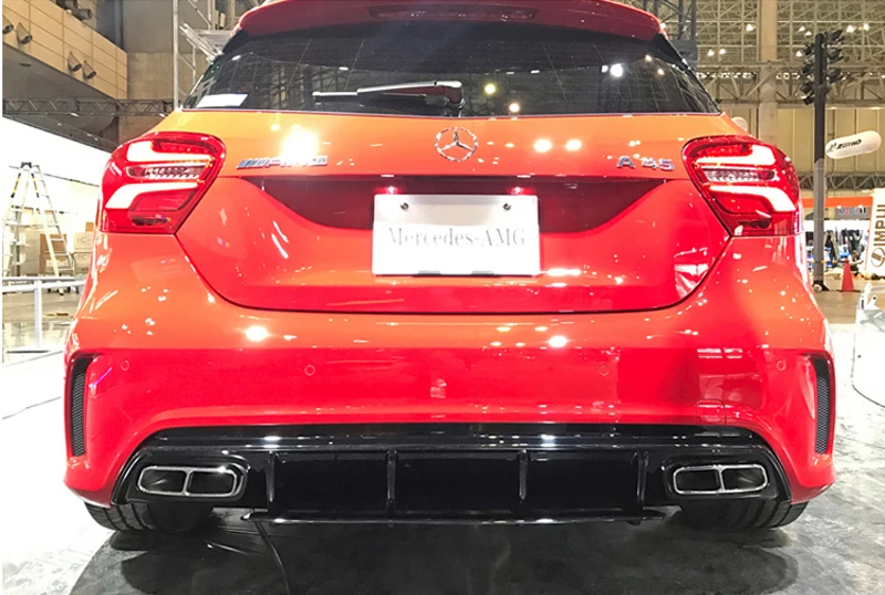 Для Mercedes Benz W176 хэтчбек 4 двери 13-18 A45 AMG A180 A200 задний диффузор спойлер с выхлопом