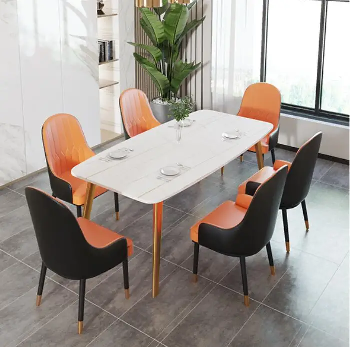 

Marble dining table household small family dining table chair combination simple modern rectangular net red table