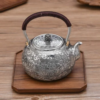 

Silver pot sterling silver 999 kettle pure manual household large capacity Kung Fu tea kettle