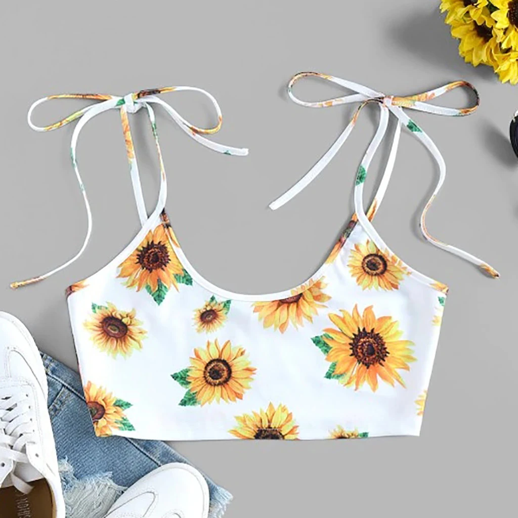 White sunflower tank top Clearance