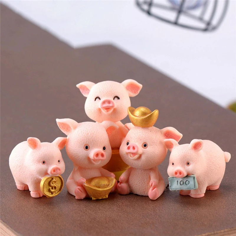 Diy のシミュレーション動物モデルミニチュア豚 Aborable 動物の置物のおもちゃ幸運 Piggies 装飾樹脂クラフトプロジェクトの装飾 Figurines Miniatures Aliexpress