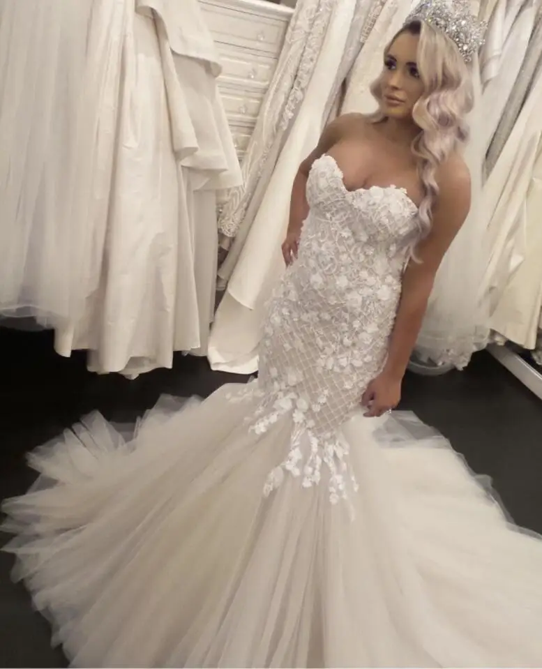 Русалка Аппликация Vestido de Festa Тюль Свадебные платья Милая в африканском стиле