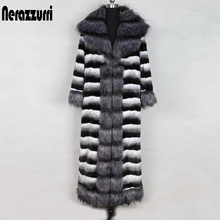 Нерадзурри зима удлиненный шуба из Шиншиллы с бренд Fox fur Trim Длинные рукава теплые большие размеры, британский стиль, пальто с искусственным мехом 5xl 6xl шуба из искусственного меха большого размера пальто меховое