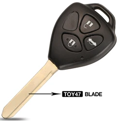 Sleek Remote Car Key Case with Uncut TOY47 Key Shell and Transponder Chip for 3 Buttons