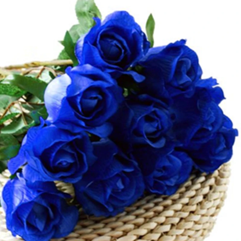 Large Artificial Roses Artificial Flowers Pink White Green Blue Red Purple Silk Rose 10 Pcs Fake