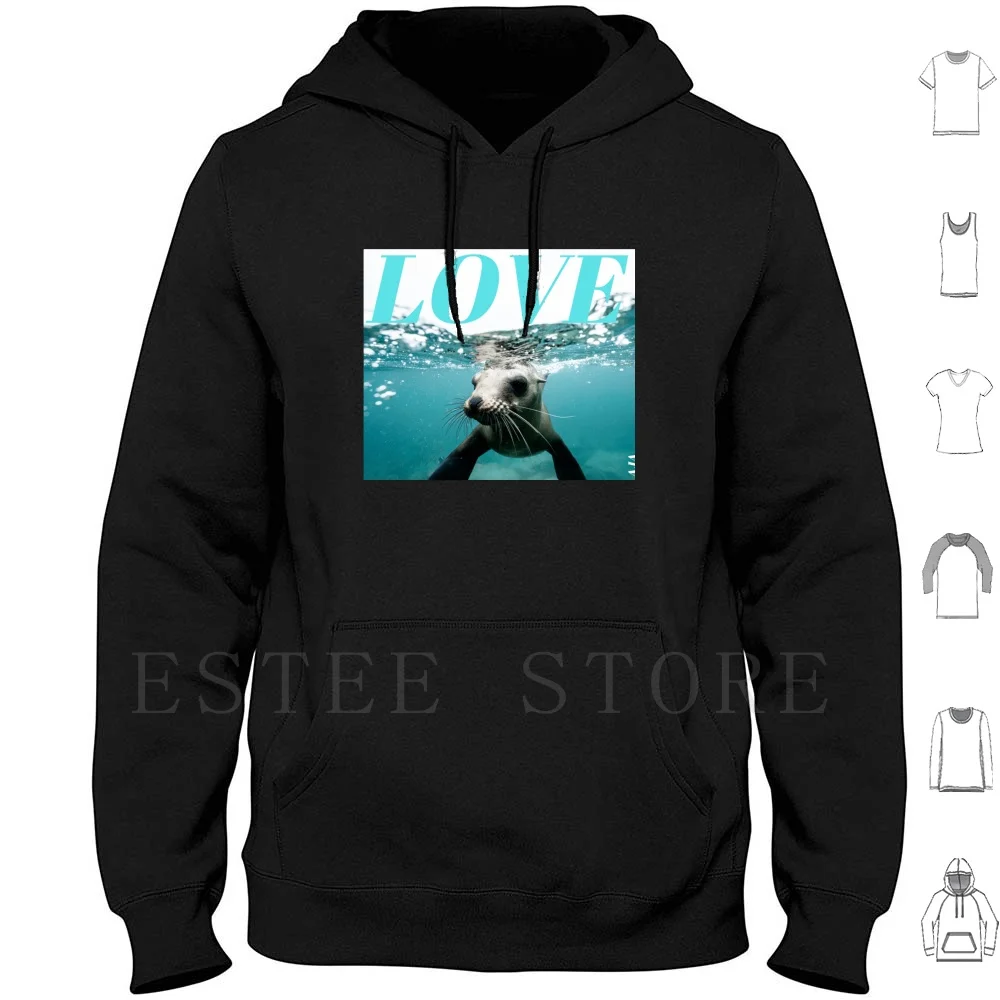 Love Felpe Con Cappuccio Manica Lunga Love Ocean Seals Conservation Planet