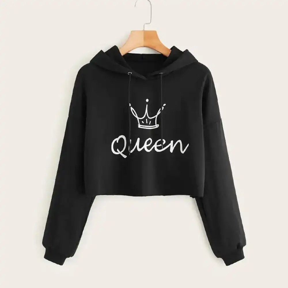 queen crop top hoodie