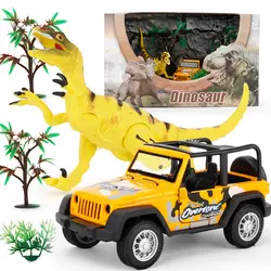 Парк Динозавров Юрского периода T-Rex Swift And Violent Dragon с металлическим автомобилем Wrangler