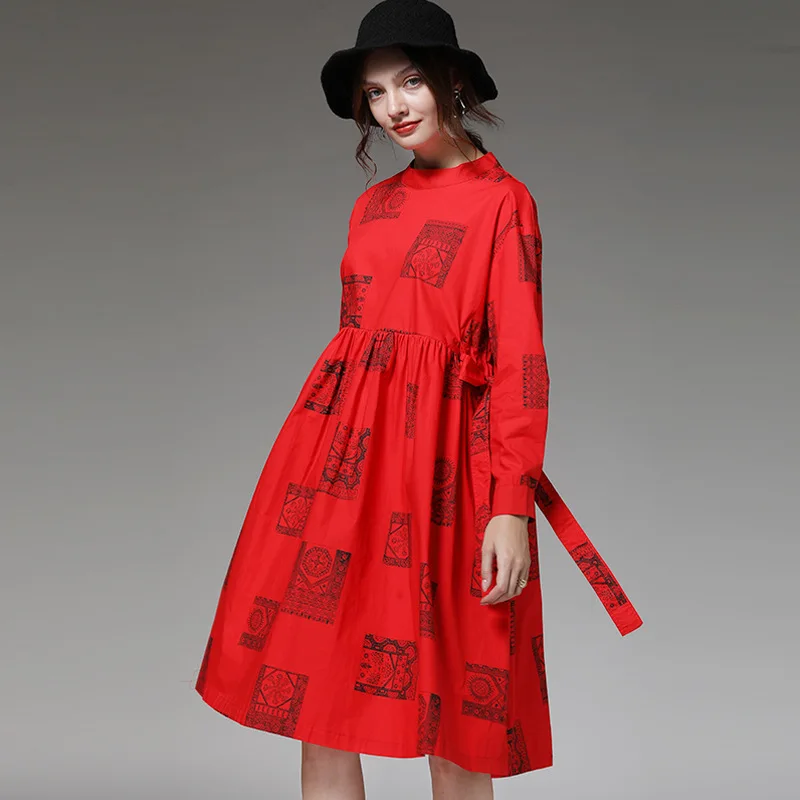 Женское платье рубашка LANMREM клетчатое приталенное большого размера с длинными