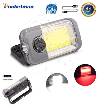 

Rechargeable XPG COB Multifunction Charging Work Light Magnetic Flashlight Red Light Zoom Foldable Powerbank Work Emergency Lamp