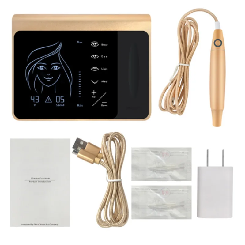

Golden Charmer Princess Touch Screen Tattoo Machine for Semi-permanent Eyebrow Lip Makeup Tattoo Pen Machine Cartridge Needle