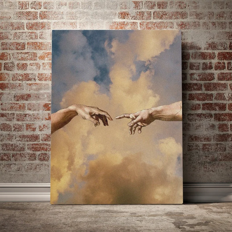 Скандинавский Микеланджело Ретро плакаты и принты создание Адама холст живопись