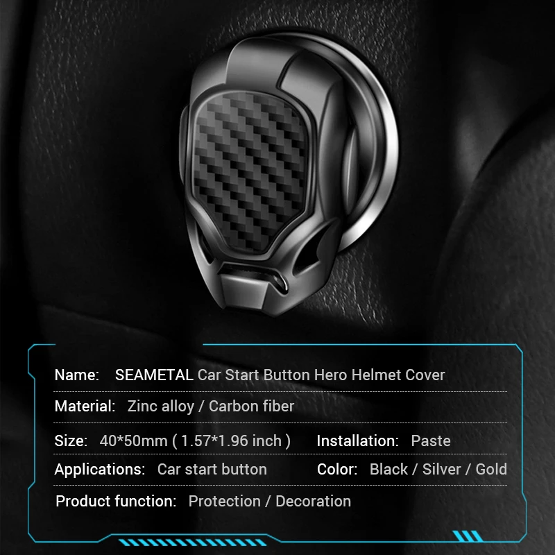 Zinc Alloy Car Engine Button Cover with Carbon Fiber Decorative Lid