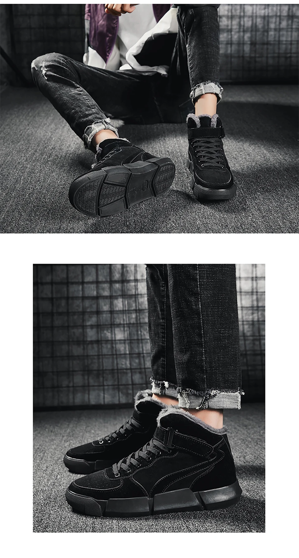 Ins/Лидер продаж; мужские ботинки с высоким берцем; chaussure homme; Теплая мужская обувь на меху; кожаные ботильоны; кожаные ботинки из свиной замши; Мужская нескользящая обувь