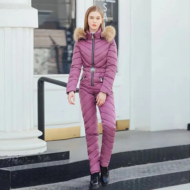 

Women Fashion Parkas Trousers Coat Winter Hooded Outfit Fur Coat Jacket Women Warm Dense Plain Jumpsuits Women Sets New