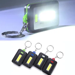 Mini porte clés LED COB Portable, 1 pièce, lampe torche avec mousqueton pour Camping, randonnée, pêche 