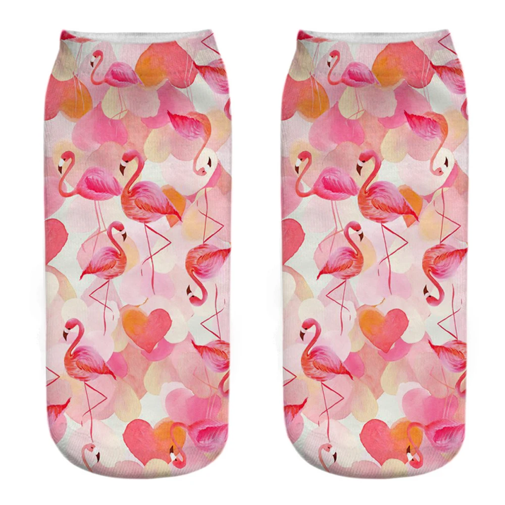 Lustige 3D Gedruckt Niedlichen Cartoon Flamingo Kurze Knöchel Socken für Neue Mädchen Bunte Chaussettes Femme Dropship – Detail 10