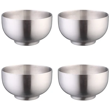 

Stainless Steel Cereal Bowl Metal Rice Cereal Serving Bowls Double Walled Soup Bowl for Kids, Set of 4