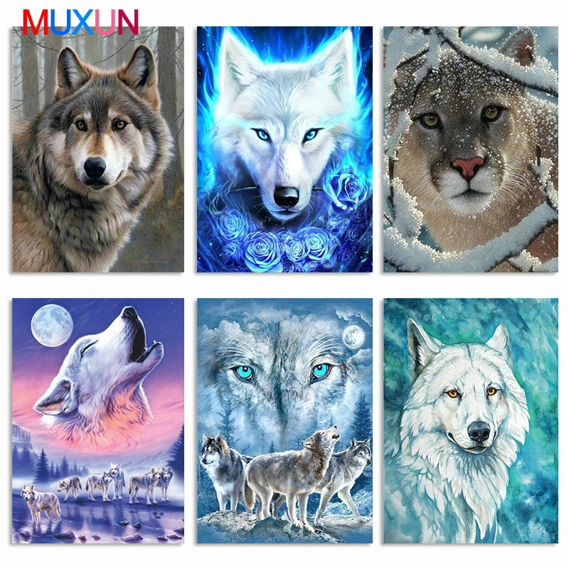 

Diy 5D Diamond Painting Wolf Diamond Embroidery Animals Rhinestones Pictures Diamond Mosaic Full Square Beadwork Handmake Rp471