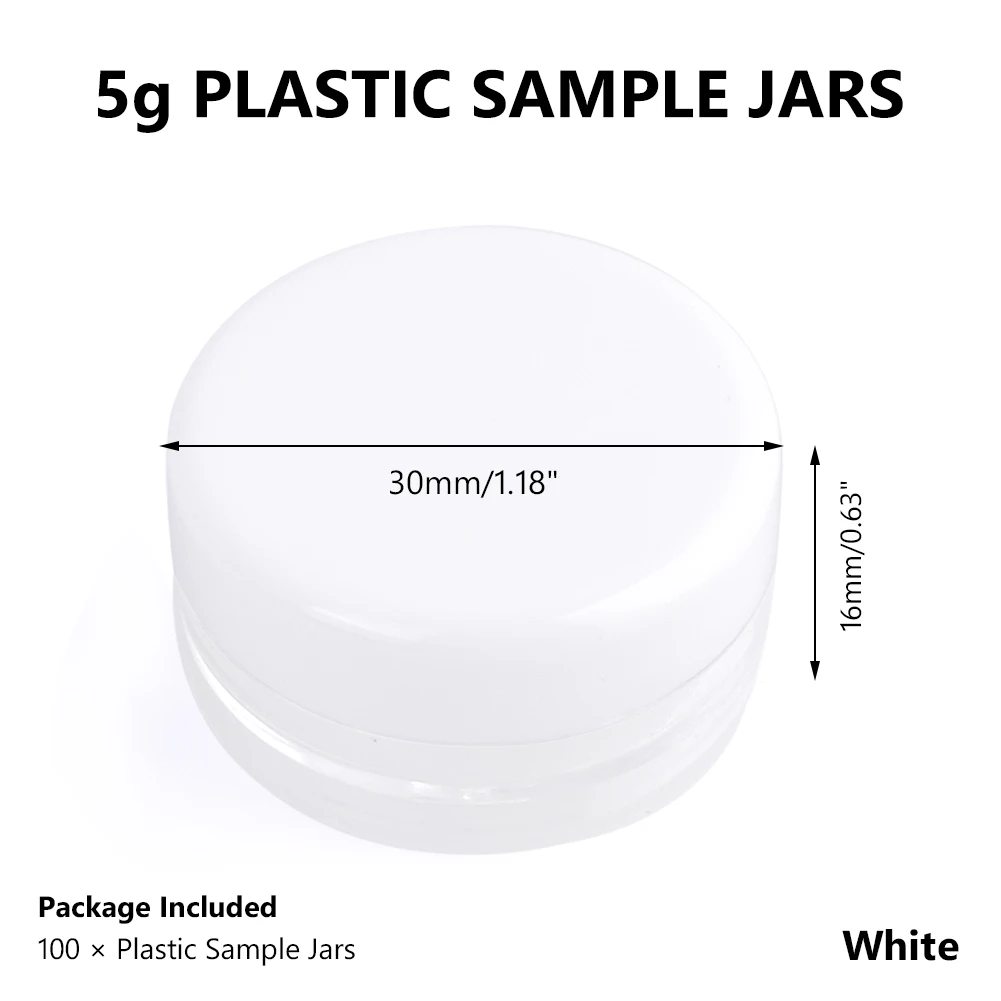 5g White 100 шт./лот, 3 г, 5 г, пластиковая Косметическая пустая банка, контейнер для хранения геля для дизайна ногтей, порошка, бусина, круглые розовые инструменты для макияжа, портативные - Цвет: 5g White