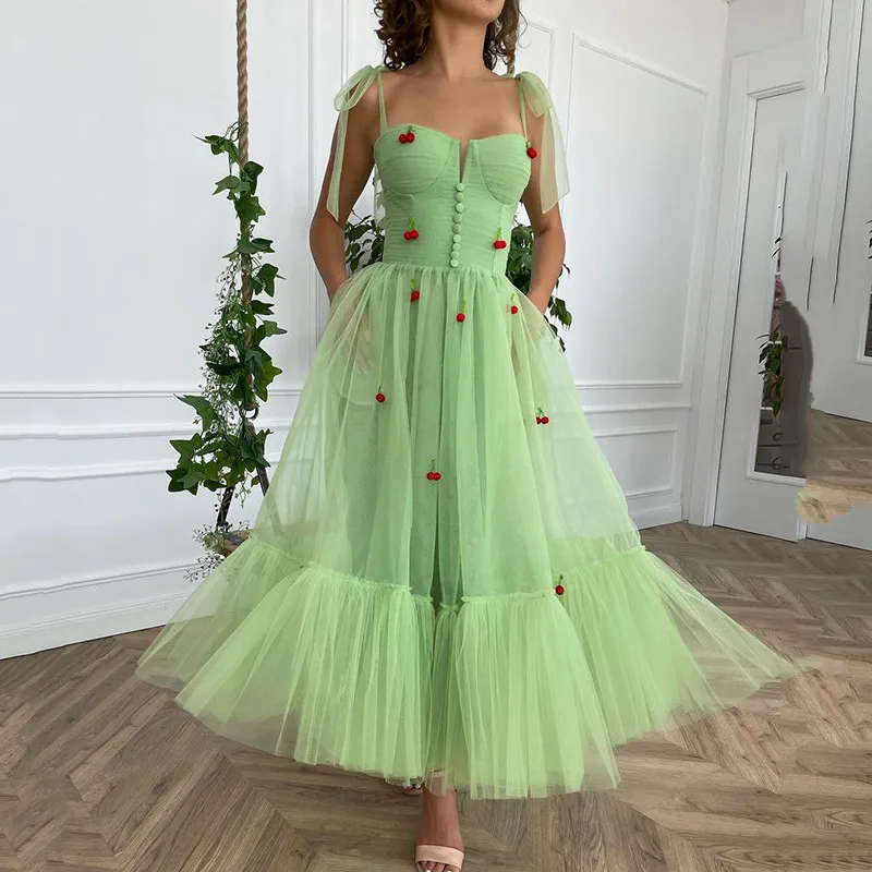 vestidos de fiesta formales de bolsillo, color verde Jade, con botones, 2021|Vestidos de graduación| - AliExpress