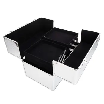 

Portable Aluminum Makeup Storage Box with Keys White