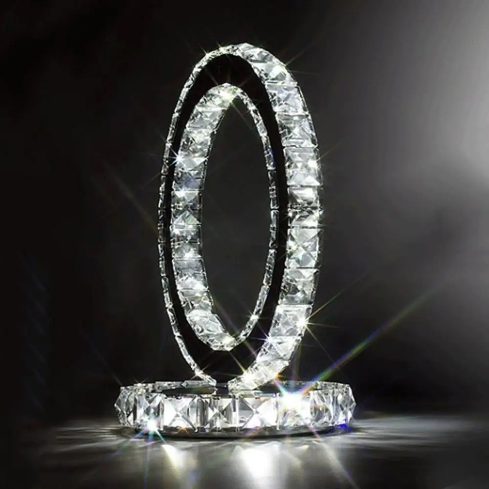

Crystal Table Lamp Bedside Lamp Living Room Office Decoration Round Desk Light Gift White Lighting EU plug Table Lamp Modern K9