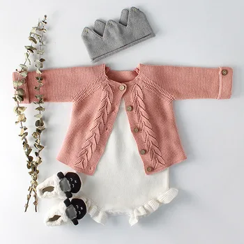

Baby Boys Girls Outfits Clothes Set Newborn Baby Clothes Leaf Knit Coat + Rompers Suit Spring Autumn Infant Boys Girls Clothing