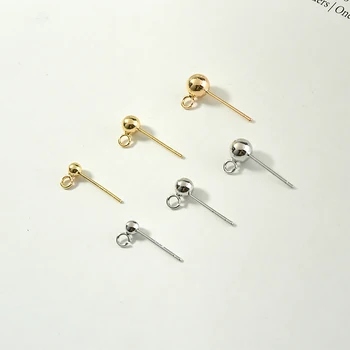 

14 k gold 925 silver needle hanging bean curd ear nail diy hand-made base 100 lap ear accessories material 4pcs