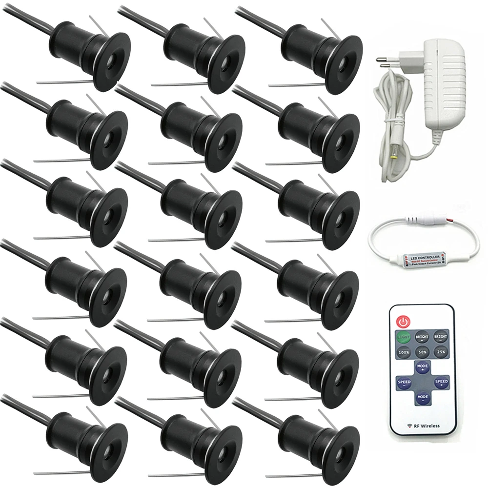 Mini luz descendente para interiores, dosel de manchas Led regulable, 12V, 1W, foco empotrado techo para escalera y armario, con mando a distancia