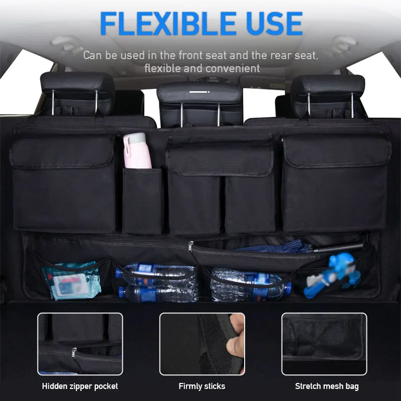 Multi-Pocket Car Trunk Organizer Hanging Back Seat Storage Bag 9 Pockets Waterproof Oxford Cloth Universal Storage Pocket