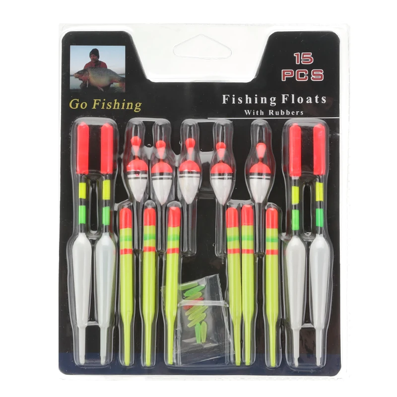 

15 Pcs Buoy Fishing Floats Mix Size 8/9.5/15cm Fishing Floats Set Fishing Light Stick Floats Fluctuate Tackle Accessories