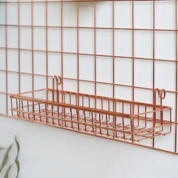 

2pcs/set Grid Panel Wall Shelf Basket with Hook Bookshelf Display Storage Tray K1AB